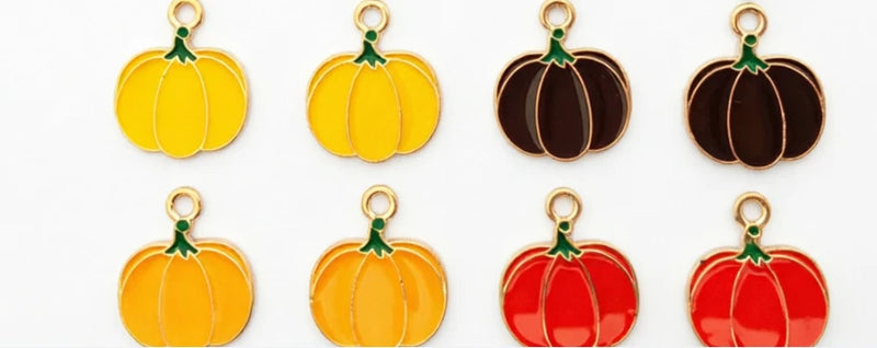 80 Halloween Pumpkin Charms Enamel Pendants For DIY Jewelry Making Accessories Charms