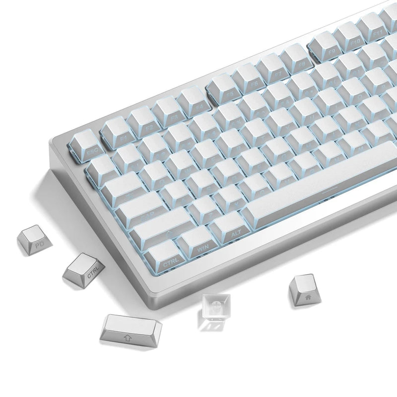 Clear White Cherry Profile Keycaps Side Engraved Edge Backlit 60100% MX Caps Model