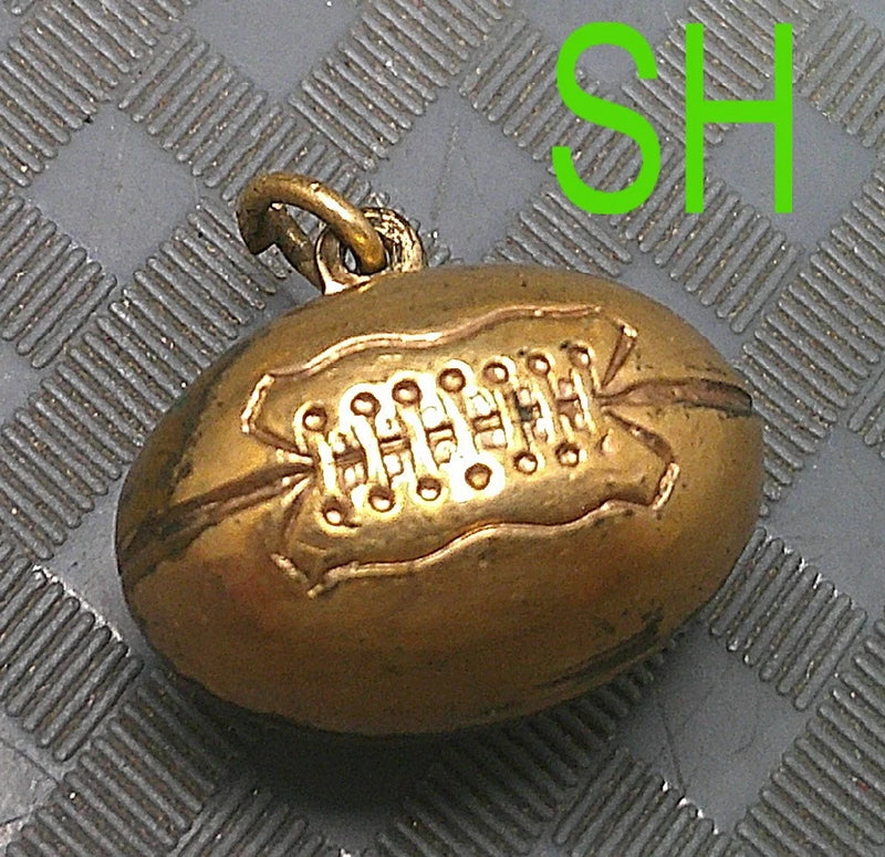 Vintage 1/20-12K Gold Filled Metal Football Ball Pigskin Charm Pendant Sports 1" Charms
