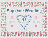Cross Stitch Wedding Anniversary Sampler Kit or Pattern - Florashell - Sapphire Model