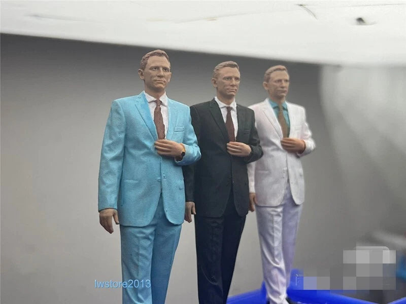 1/18 White James Bond 4" Resin Figurines Figure Model For Cars Vehicles Display Model