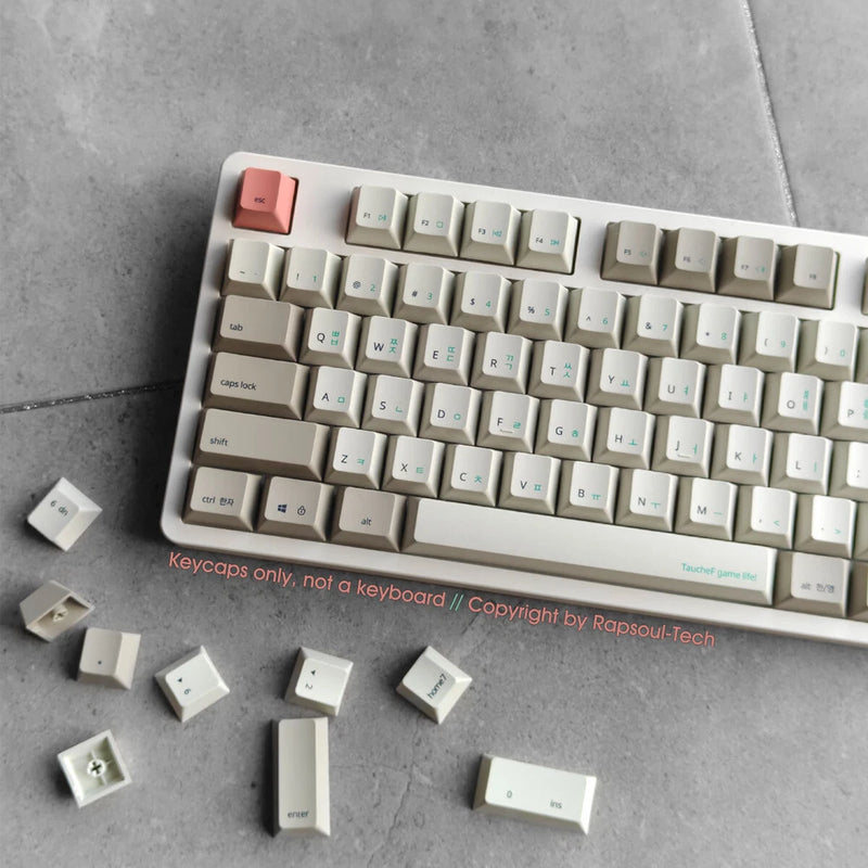 Retro Gray White 9009 PBT Keycap Set 104 OEM for Cherry MX Mechanical Keyboards Model