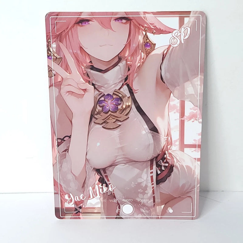 Yae Miko White Dress SP Premium Waifu Card Anime Wall Art Oversized Board A5 Model
