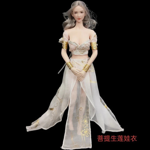 1/6 Scale Female White Antique Game Dress Model For 12" Action Figure Body Model