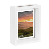 Floating Frame, 5 x 4 Inch Wood Picture Frame, White Model