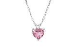 Genuine Pink Sapphire Heart Solitaire Pendant Necklace in Solid Sterling Silver Charms