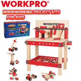 WORKPRO 70PC Wooden Workbench Kit Kid Tool Bench Building Toy Set for Toddler 3+ Model