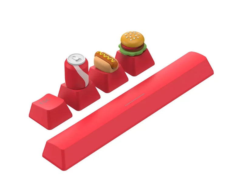 Burger Fast Food Keyboard Keycap Set ESC Arrow Keys Spacebar Flexible PVC ABS Model