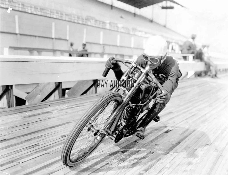 Harley-Davidson 1921 8-valve V-twin Board Track racer in action press photo Model