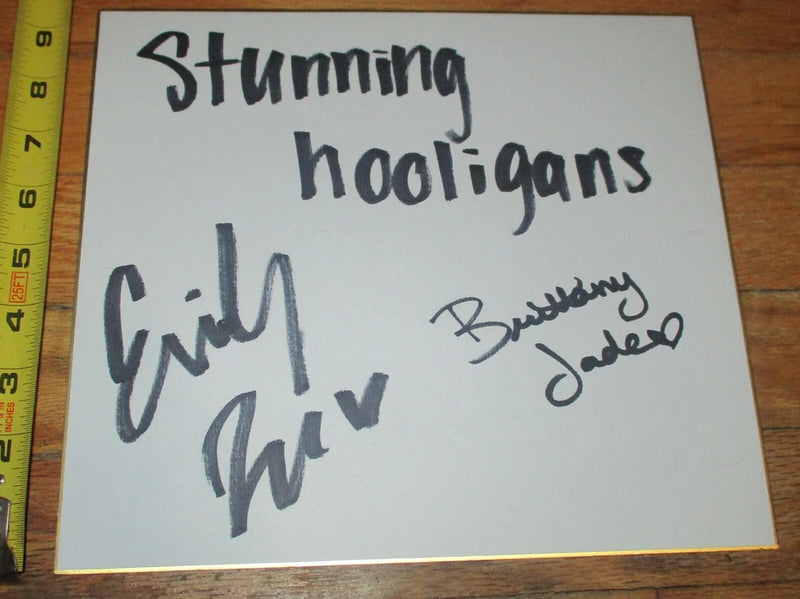Brittany Jade Emily Jaye Signed Shikishi Board COA Stunning Hooligans Wrestling Model
