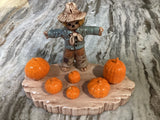 VTG Ceramic Autumn Happy Scarecrow And Pumpkins Figurine Display-VGC Model