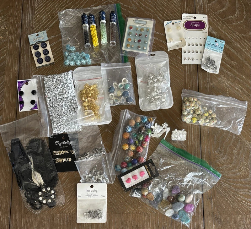 Mixed Jewelry Making Lot Supplies Glass Metal Beads Charm Slides (M3) Charms