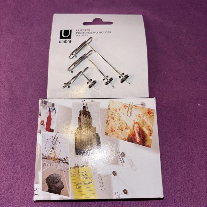 Umbra Clipster Photo / Memo Holder Set Of 12 NEW In Box - Pin Board Display Model