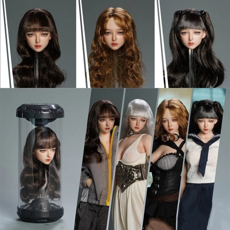 KIDKING KKP004 1/6 Female Planting Eyelash Head Sculpt Model Fit 12'' White Body Model