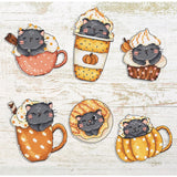 Letistitch counted cross stitch kit "Pumpkin Cup Kitties Kit of 6 pcs", 9x7cm, D Model