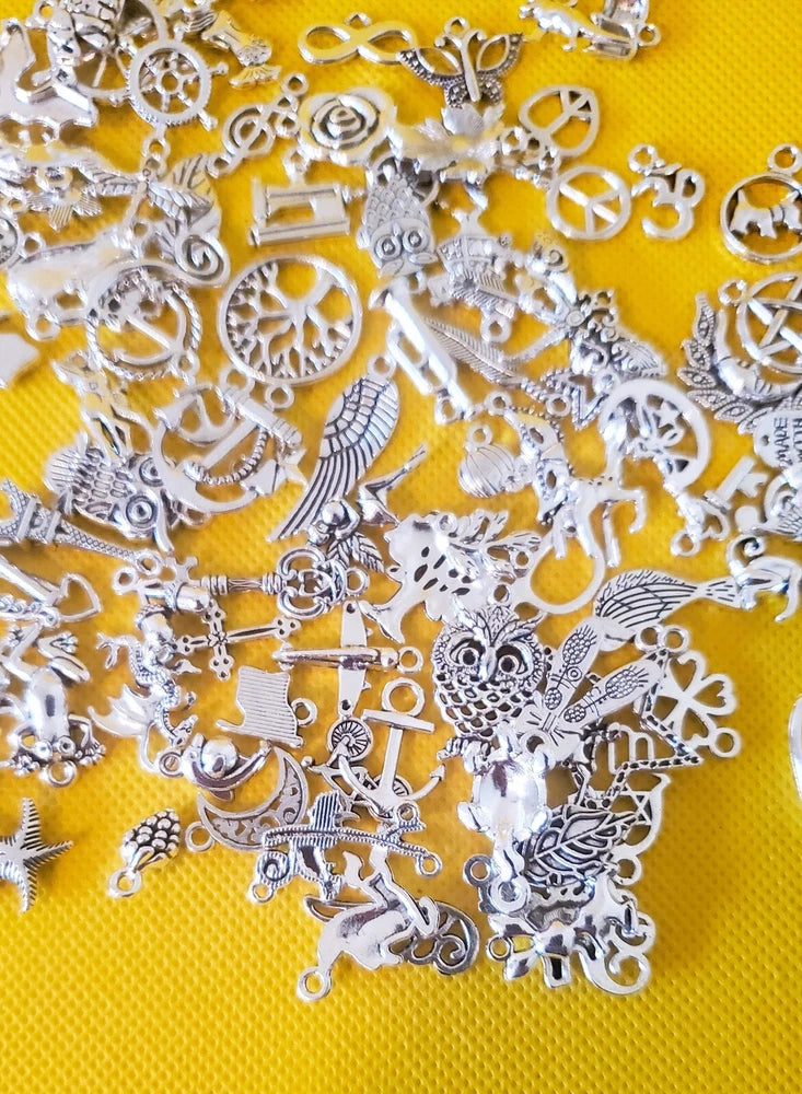 Silver enamel charms random mix, Silver charms, charms?? Charms