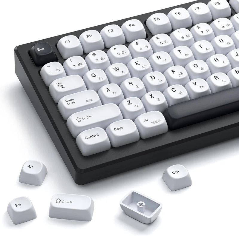 XVX PBT Keycaps - White Keycaps MOA Profile, Japanese Key Caps 75 60 100 Percent Model