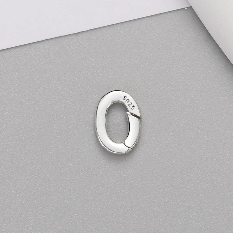 S925 Sterling Silver Oval Spring Gate Clasp Connector Charm Necklace Bracelet Charms