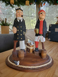 Hand Carved & Painted Wooden Folk Art Pirate And Sea Captain Full Display Rare! Model
