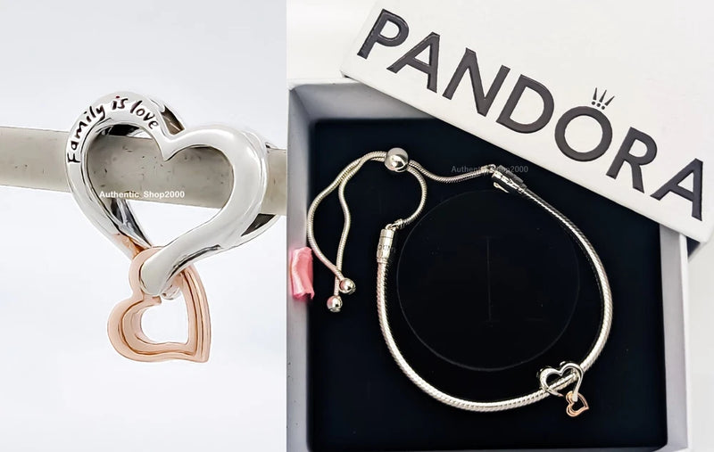NEW 100% Authentic PANDORA 925 Family is Love Heart  Bracelet Gift Set B802444 Charms
