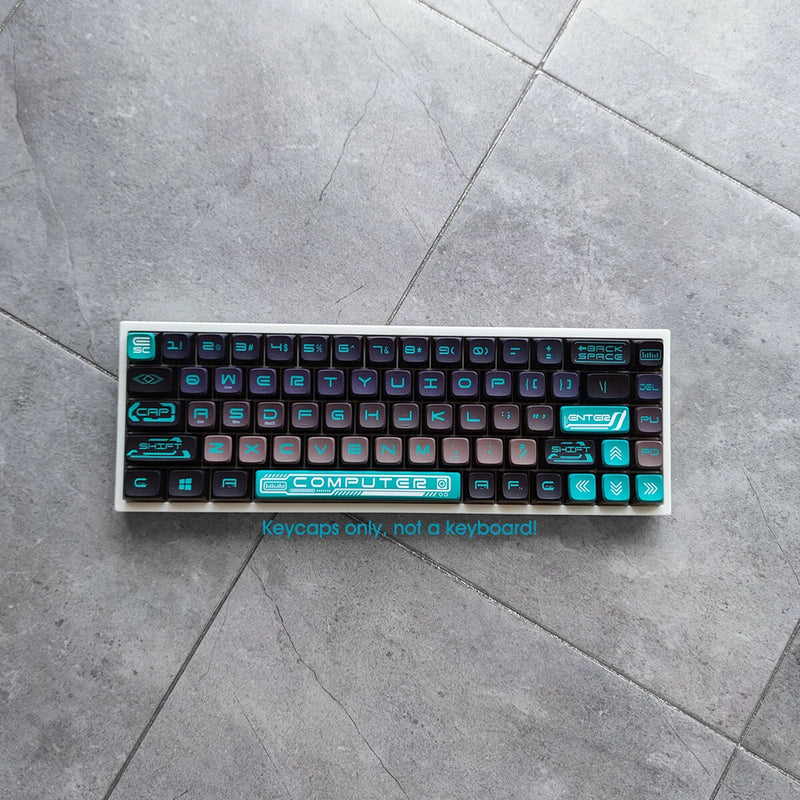 Gray Cyan Keycaps set PBT Pudding Translucent 126keys for MX Mechancial Keyboard Model