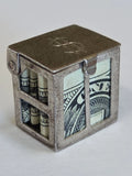 Sterling Silver ~ Money Box Charm ~ With Folded Dollar Bill Inside ~ VINTAGE Charms