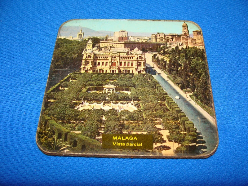 Vintage Coaster Malaga Spain Vista Parcial Photo Board 3.75 X 3.75 Used Model