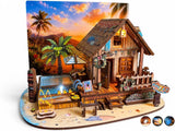 Hawaiian Vacation House w/Light Wooden DIY Beach Book Nook Miniature Kit NIB Model