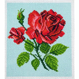 CdA Cross Stitch stamped Aida "Red rose" PA1062, 14 x 16cm, DIY Model