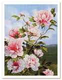 DIY Tinted canvas cross stitch kit Peonies Pink Flowers Craft Art Gift Model