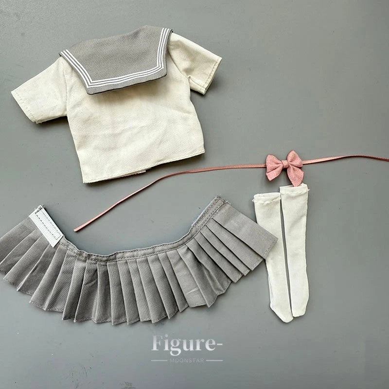 1:6 Female Gray JK Uniform Sailor Uniform Pleated Skirt  Set Model 12'' Figures Model