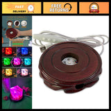 Multicolor LED Display Base for 3D Crystal Ball & Figurine - Round Wooden Stand Model