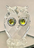 Swarovski Crystal OWL Feathered Beauties Figurine w/Citron Eyes  Mint Model