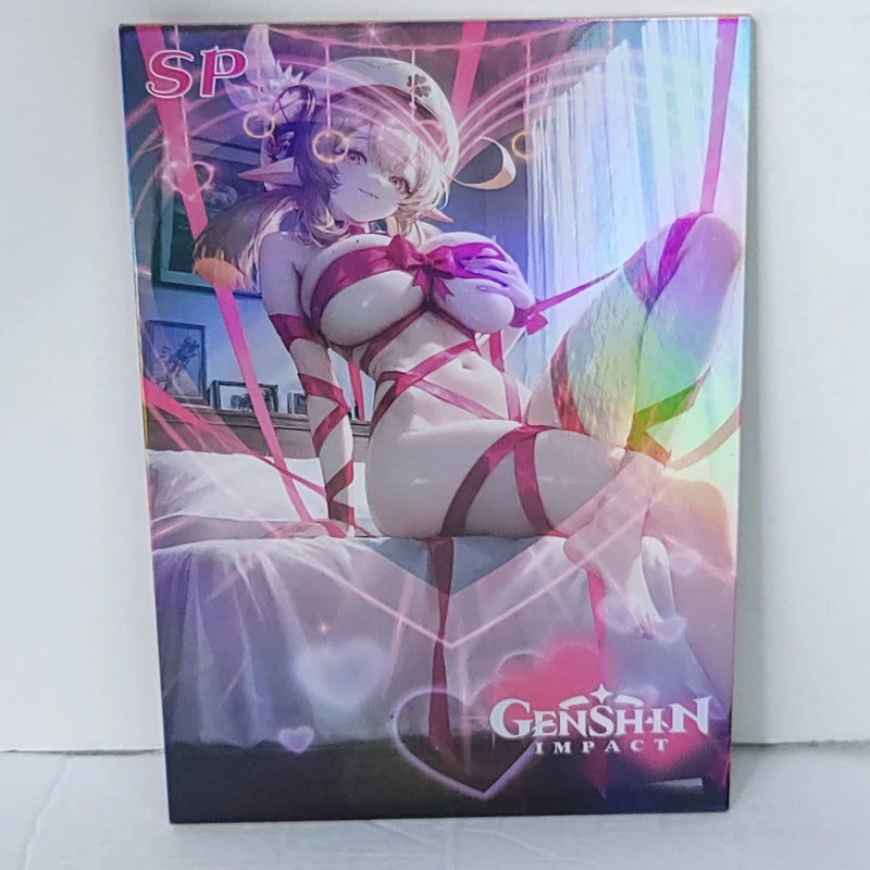 Klee Genshin Ribbon Double Side Waifu Card Anime Girl Art Oversize Board A5 Model