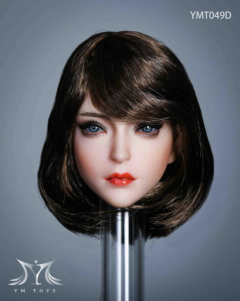 YMT049D 1/6 Orange Girl Short Hair Head Carved Model Toys Model