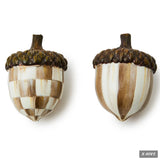 MACKENZIE-CHILDS Resin Acorn Figurines Set, Brown-And-White Mocha Check Hand-P Model