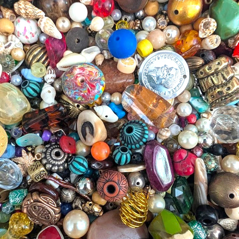 1 lb BEAD SOUP Random Mix Loose Jewelry Upcycled Craft Charms 16 oz bulk 450 g Charms