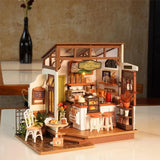 Rolife No.17 Caf?? DIY Miniature Dollhouse 3D Wooden  Toys LED Decor Kids Gifts Model