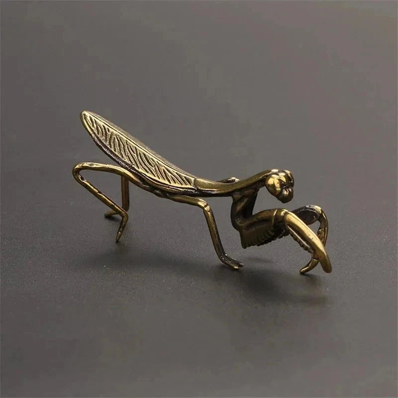 New Brass Mantis Metal Animal Ornament Home Vintage Figurine Decor Fashion Gift Model