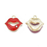 100pcs Lip Alloy Dangle Charm Mouth Pendant Red for Earring Necklace Jewelry DIY Charms