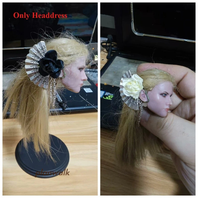 Retro Female Fan Headdress Model 1/6 Fit For 12" Action Figure Soldier Display Model