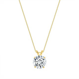 3 Ct E/VVS Round Lab Created Grown Diamond 14K Yellow Gold Pendant Necklace 16