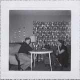 Men playing Checkers VINTAGE PHOTO ORIGINAL Board game parlor living room Model