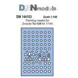 DAN Models 144103 Painting Masks Scale 1:144 for Tu-134, for Zvezda 7007 kit Model