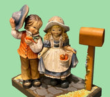 ANRI  Wood Sculpture Figurine  Mail Box Display  Kiss Me & A Little Bashful Model
