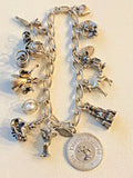 12 Vintage DISNEY Sterling Silver Charms Bracelet CINDERELLA signed Charms