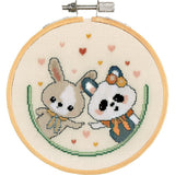 Vervaco counted cross stitch kit with embroidery ring "Eva Mouton Panda and bunn Model