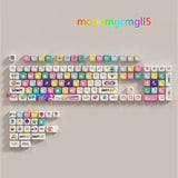 Cute Little Monster Theme PBT MOA Keycaps 130 pcs Keys For Mechanical Keyboard Model