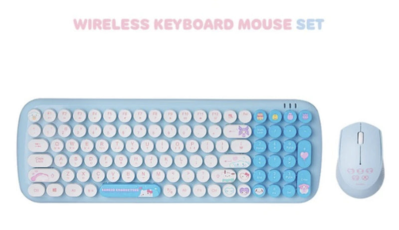 Sanrio Retro Wireless Keyboard Mouse Set Hello Kitty Cinnamoroll Korean/English Model