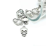 Small Antique Silver Skull Charms, 16x10mm - US Seller Charms